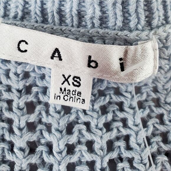 🔺️Cabi Blue Silk Blend Knit Hi-Low Sleeveless Sweater XSmall - Picture 9 of 14